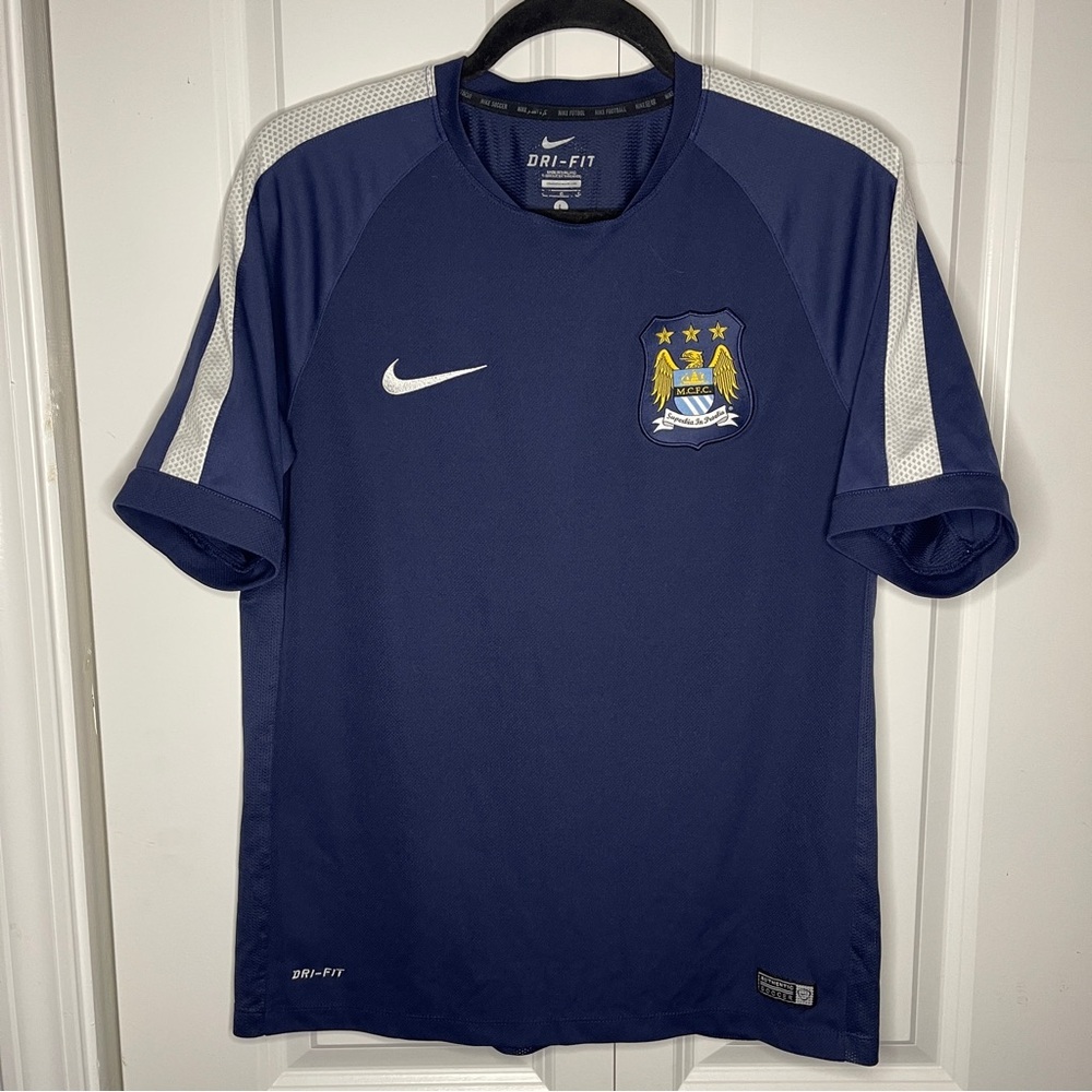 Nike Dri-FIT Manchester City Size Large Training Tee Shirt Navy Blue Tshirt Men